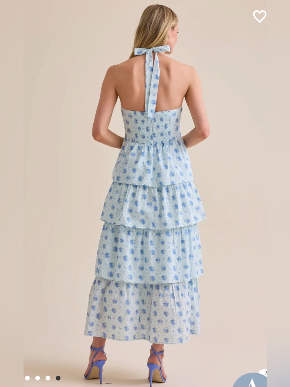 Altar'd State Light Blue Floral Halter Tiered Maxi Dress - Picture 4 of 7